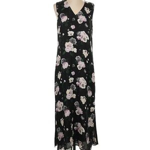 Equipment Connery Silk Black Floral Maxi Dress XS